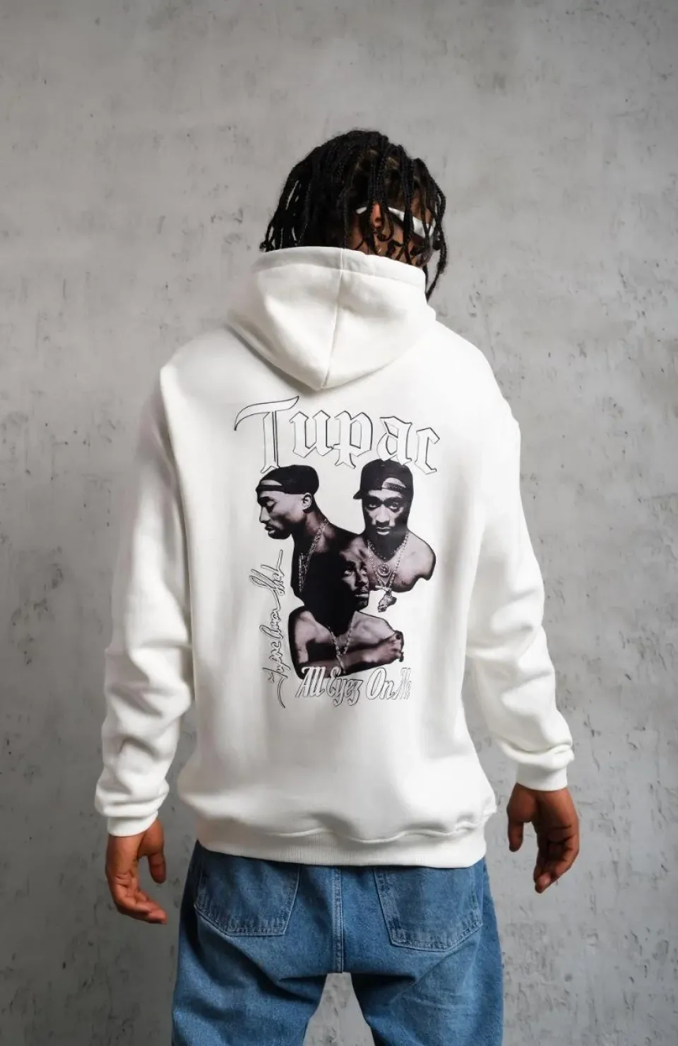 Erkek Kol ve Etek Ribana Baskılı Kapüşonlu Sweat - Beyaz Somersan Giyim | Kadın, Erkek ve Çocuk Moda