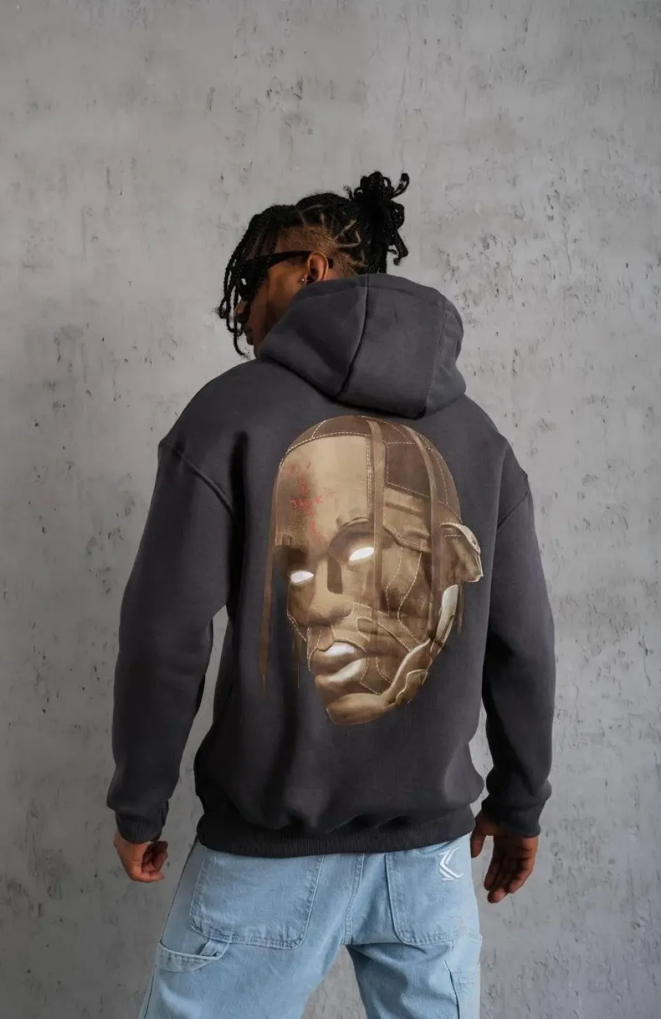 Erkek Kordonlu Arka Maske Kordon Saçlı Kapüşonlu - Füme Somersan Giyim | Kadın, Erkek ve Çocuk Moda