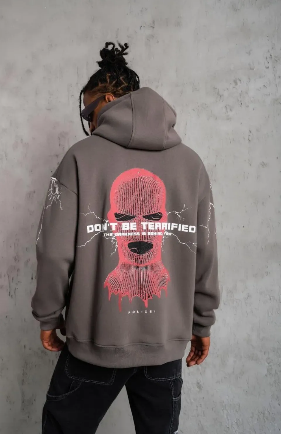 Erkek Maske Baskılı Kapüşonlu Sweat - Gri Somersan Giyim | Kadın, Erkek ve Çocuk Moda