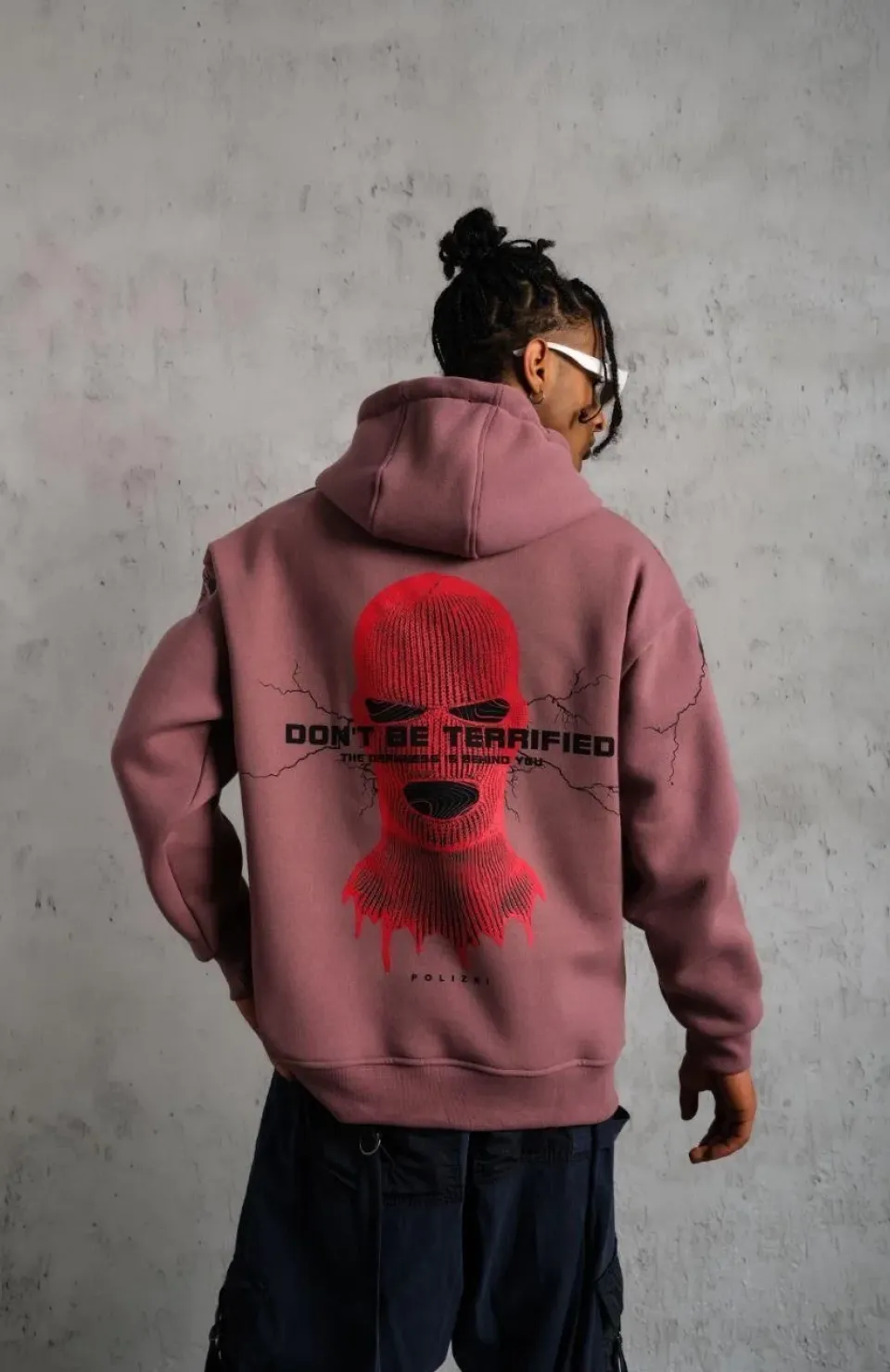 Erkek Maske Baskılı Kapüşonlu Sweat - Gül Kurusu Somersan Giyim | Kadın, Erkek ve Çocuk Moda