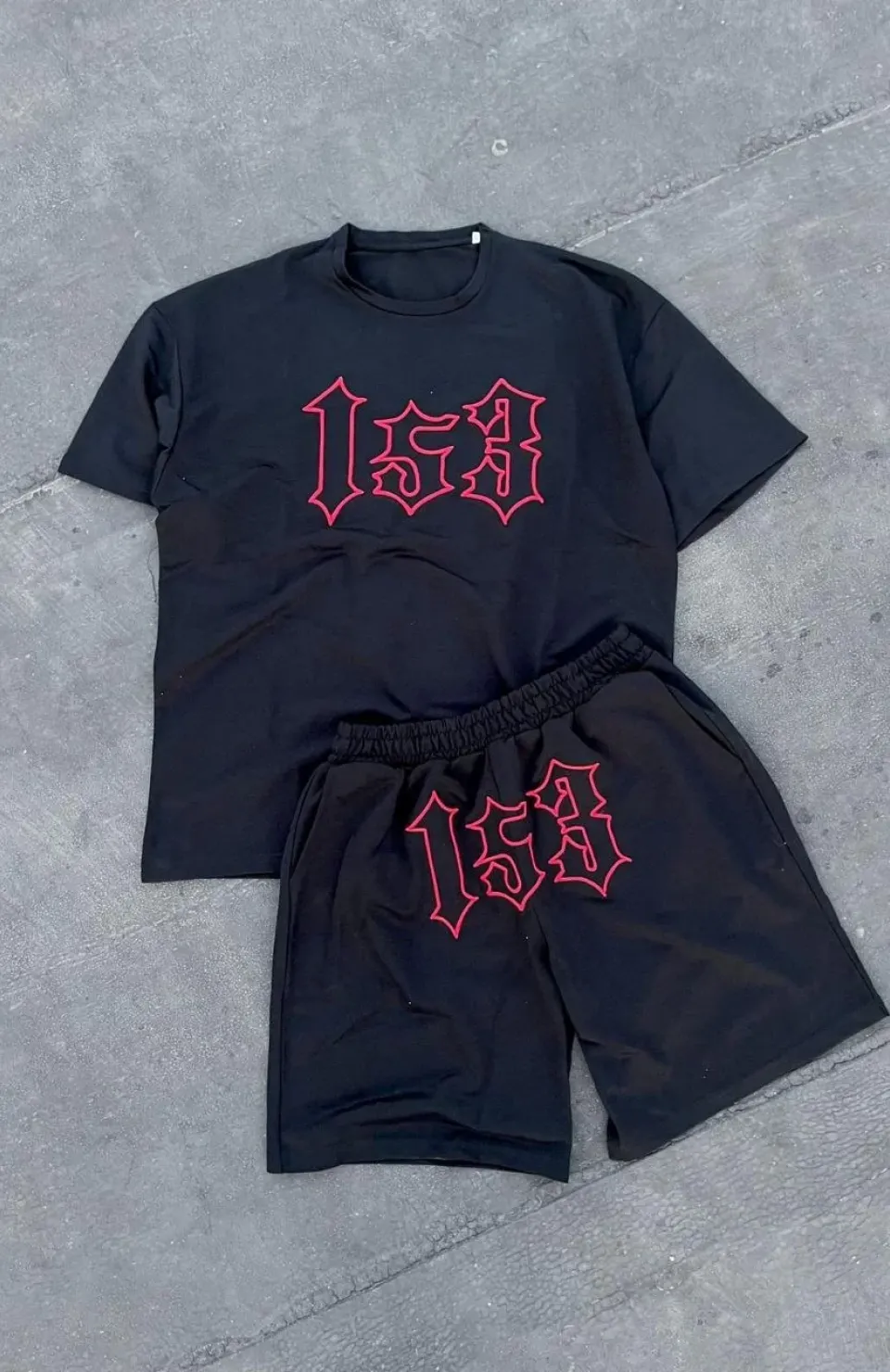 Erkek Nakış İşlemeli Şortlu Takım - Siyah Somersan Giyim | Kadın, Erkek ve Çocuk Moda