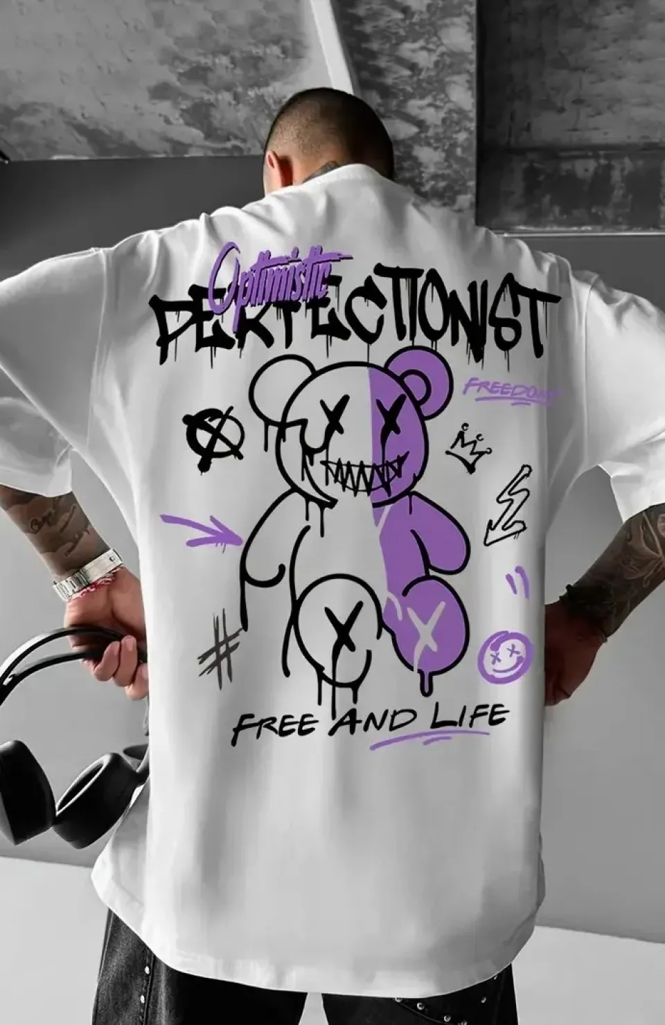 Erkek OversizeGrafik Tişört 