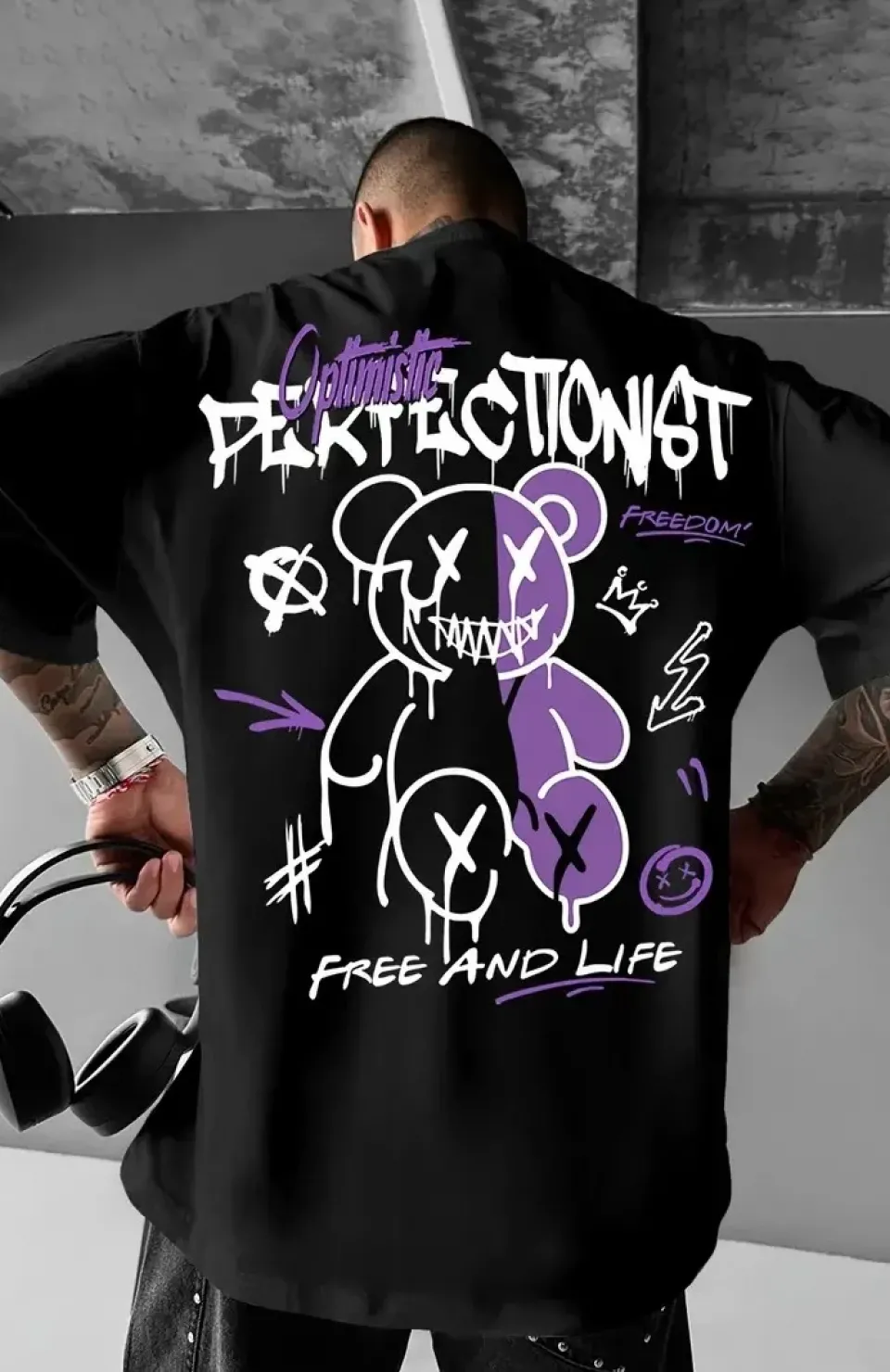 Erkek OversizeGrafik Tişört 