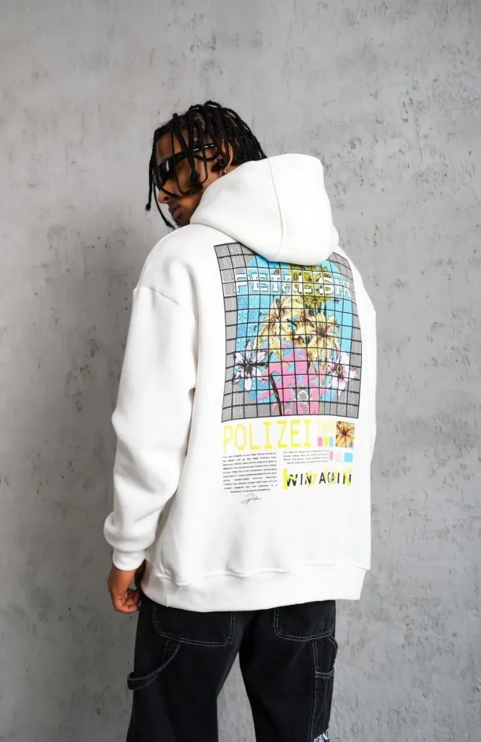 Erkek Patel Six Baskılı Kapüşonlu Sweat - Beyaz Somersan Giyim | Kadın, Erkek ve Çocuk Moda