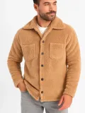 Erkek Pelüş Polar Hırka Gömlek – Yakalı, İlik Düğmeli, Göğüs Cepli, Yumuşak Dokulu Kışlık Regular Fit Rahat Günlük Model - Açık Kahve