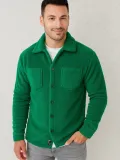 Erkek Pelüş Polar Hırka Gömlek – Yakalı, İlik Düğmeli, Göğüs Cepli, Yumuşak Dokulu Kışlık Regular Fit Rahat Günlük Model - Çimen Yeşili