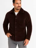 Erkek Pelüş Polar Hırka Gömlek – Yakalı, İlik Düğmeli, Göğüs Cepli, Yumuşak Dokulu Kışlık Regular Fit Rahat Günlük Model - Kahverengi