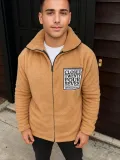 Erkek Polar Fermuarlı Sweatshirt – Kapüşonsuz, Cepli, Yumuşak Dokulu, Oversize Rahat Kalıp, Kışlık Sıcak Tutan Fermuarlı Üst - Kahverengi