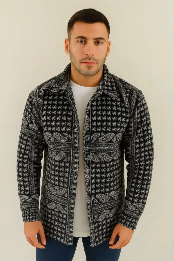 Erkek Polar Fermuarlı Sweatshirt – Kapüşonsuz, Cepli, Yumuşak Dokulu, Oversize Rahat Kalıp, Kışlık Sıcak Tutan Fermuarlı Üst - Siyah