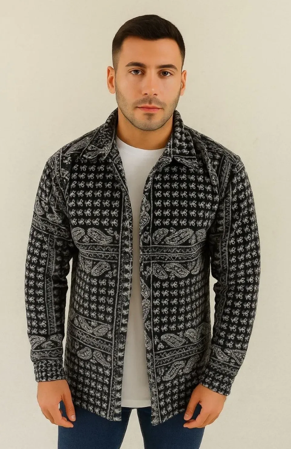 Erkek Polar Fermuarlı Sweatshirt – Kapüşonsuz, Cepli, Yumuşak Dokulu, Oversize Rahat Kalıp, Kışlık Sıcak Tutan Fermuarlı Üst - Siyah