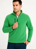 Erkek Polar Kazak – Dik Yaka, Yarım Fermuarlı, Fermuarlı Göğüs Cepli, Siyah Biyeli, Kışlık Rahat Regular Fit Günlük Model - Yeşil