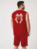 Erkek Sırt Baskılı Sıfır Kol İkili Şort Takım - Kırmızı Somersan Giyim | Kadın, Erkek ve Çocuk Moda