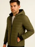 Erkek Şişme Kapüşonlu Fermuarlı Mont Su itici Kapitone Astarlı Kumaş Cepli Kışlık Rahat Kalıp - Haki Somersan Giyim | Kadın, Erkek ve Çocuk Moda