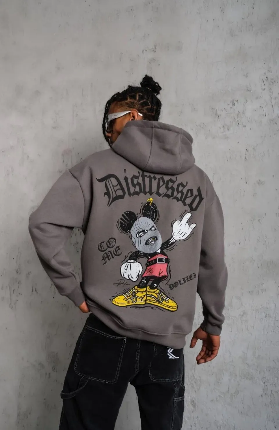 Erkek Üç İplik Baskılı Kapüşonlu Sweat - Gri Somersan Giyim | Kadın, Erkek ve Çocuk Moda