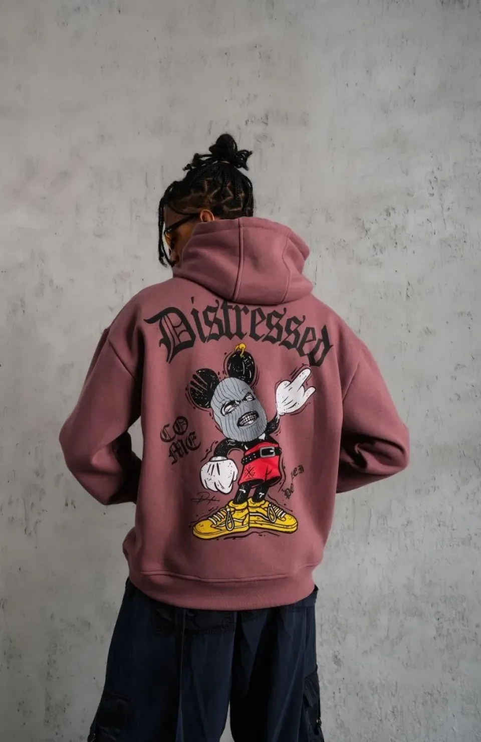 Erkek Üç İplik Baskılı Kapüşonlu Sweat - Gül Kurusu Somersan Giyim | Kadın, Erkek ve Çocuk Moda