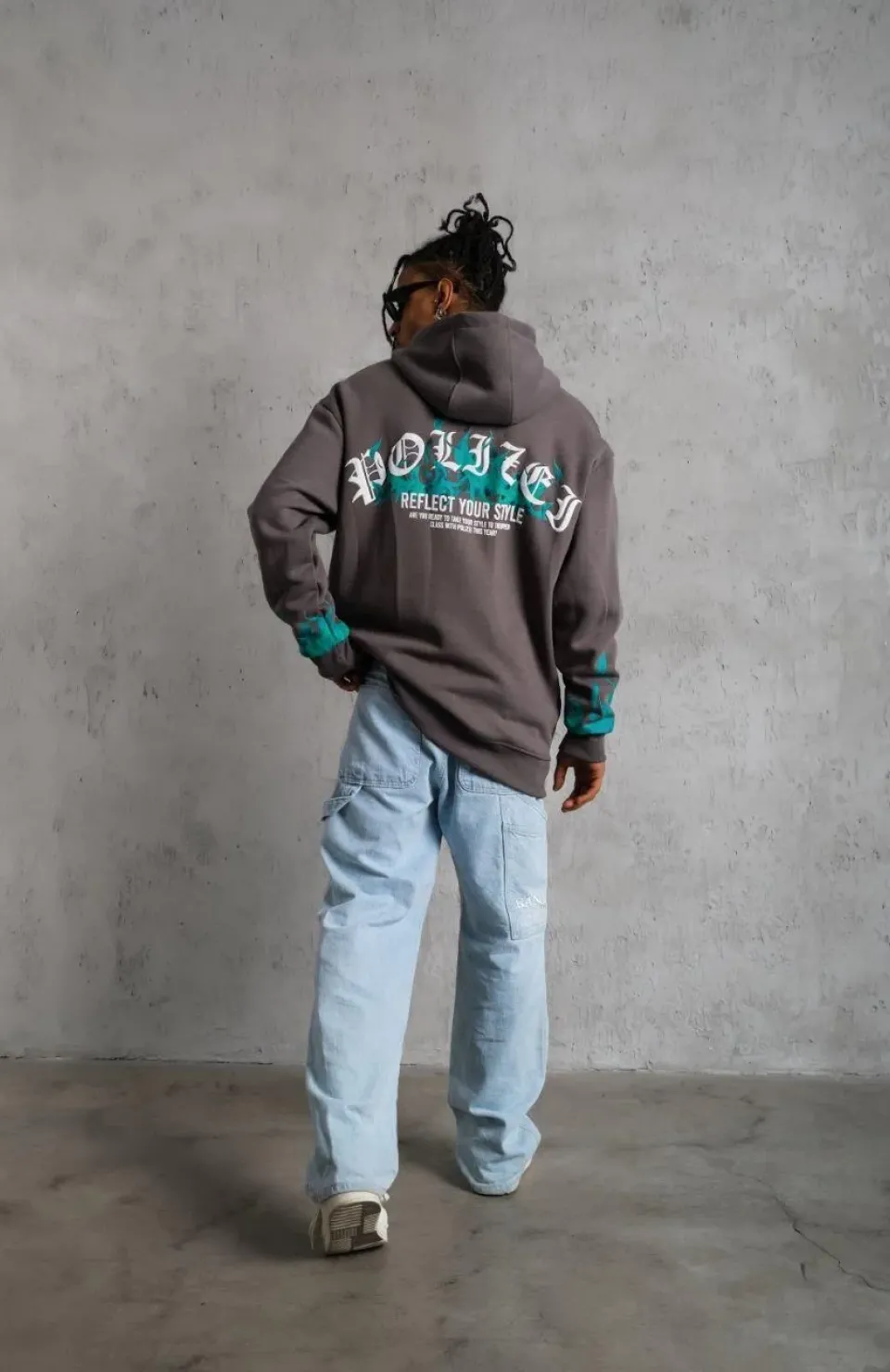 Erkek Üç İplik İçi Pamuklu Alev Baskılı Kapüşonlu Sweatshirt - Gri Somersan Giyim | Kadın, Erkek ve Çocuk Moda