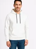 Erkek Üç İplik Kapüşonlu Kanguru Cepli SweatShirt hoodie - Beyaz