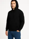 Erkek Üç İplik Kapüşonlu Kanguru Cepli SweatShirt hoodie - Siyah