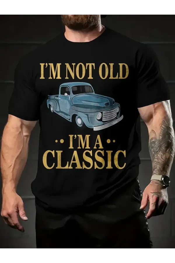 Erkek Vintage Araba Grafik T-Shirt - 