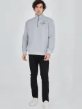 Erkek Yarım Fermuarlı Baskılı Sweat - Gri Somersan Giyim | Kadın, Erkek ve Çocuk Moda