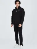 Erkek Yarım Fermuarlı Baskılı Sweat - Siyah Somersan Giyim | Kadın, Erkek ve Çocuk Moda