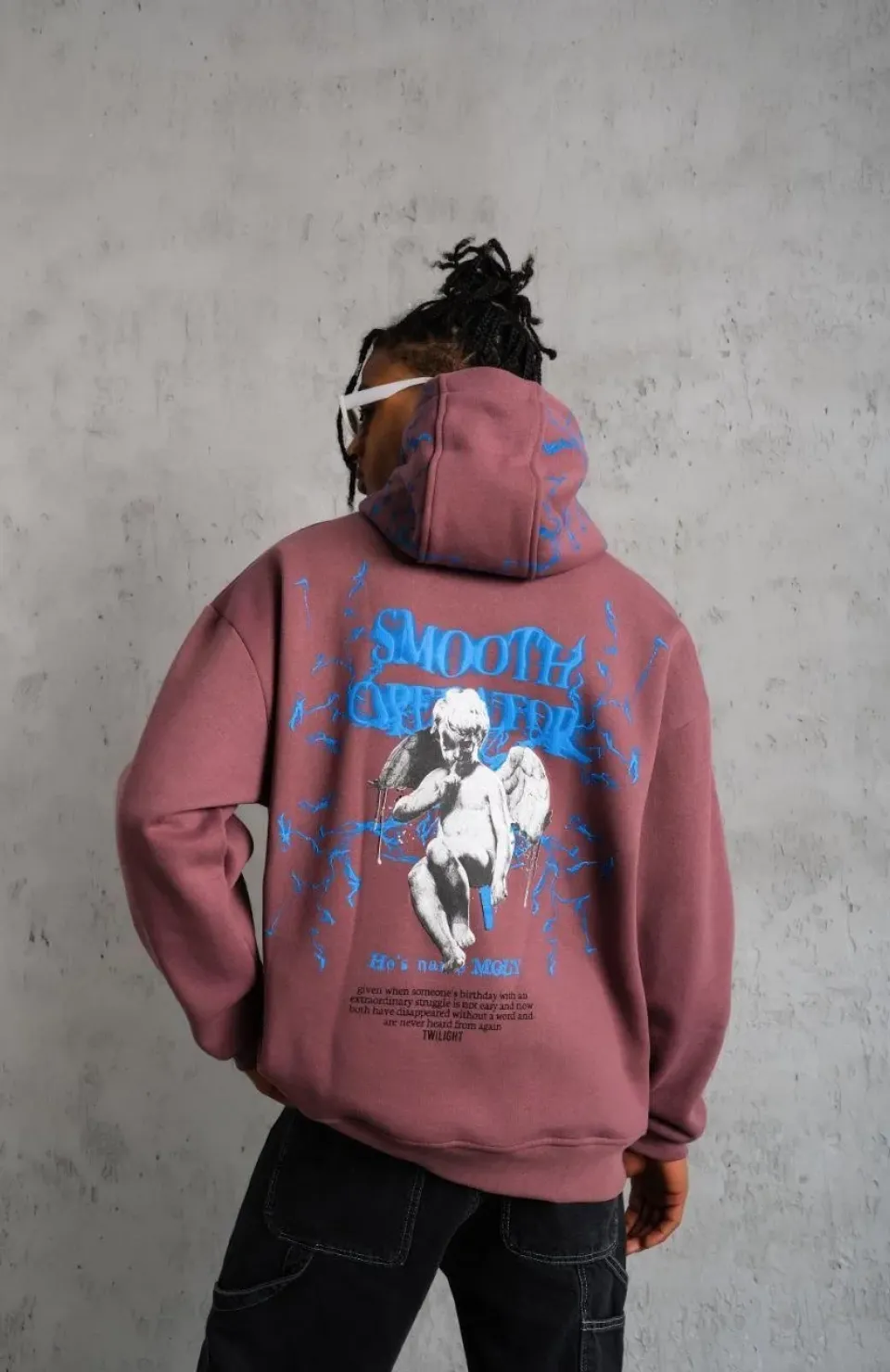 Erkek Yıldırım Baskılı Kapşonlu Sweat - Gül Kurusu Somersan Giyim | Kadın, Erkek ve Çocuk Moda