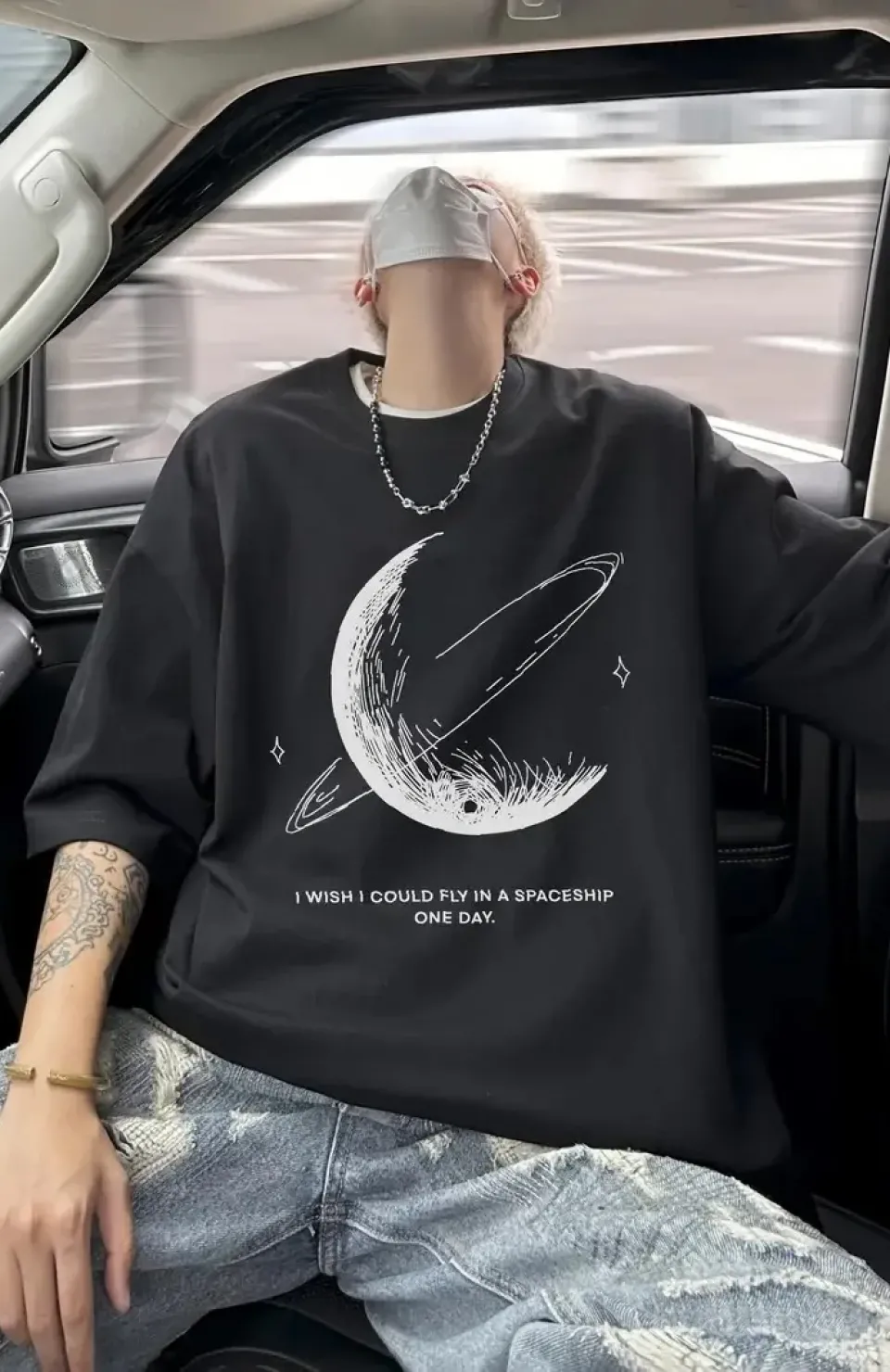 Erkekler için Siyah Tişört Grafik Genç Emo Vintage Gotik Rahat Büyük Beden Kısa Kollu Tişört Giysi Üst- Siyah