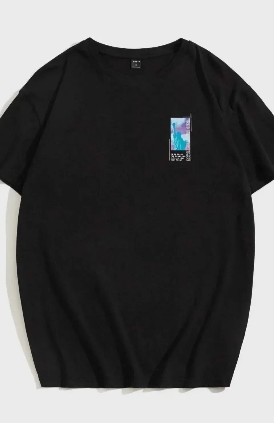 Unisex Baskılı Oversize T-Shirt - Siyah