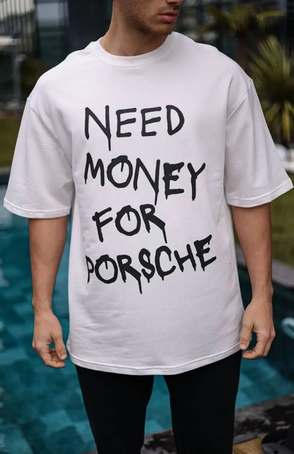 Unisex Bisiklet Yaka Baskılı Oversize T-Shirt - Beyaz Somersan Giyim | Kadın, Erkek ve Çocuk Moda