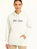 Kadın Kapşonlu Sweatshirt – Oversize Üç İplik Şardonlu Hoodie, “Other Lives” Ön & Arka Baskılı, Kanguru Cepli, Kışlık Rahat Günlük Stil - Beyaz