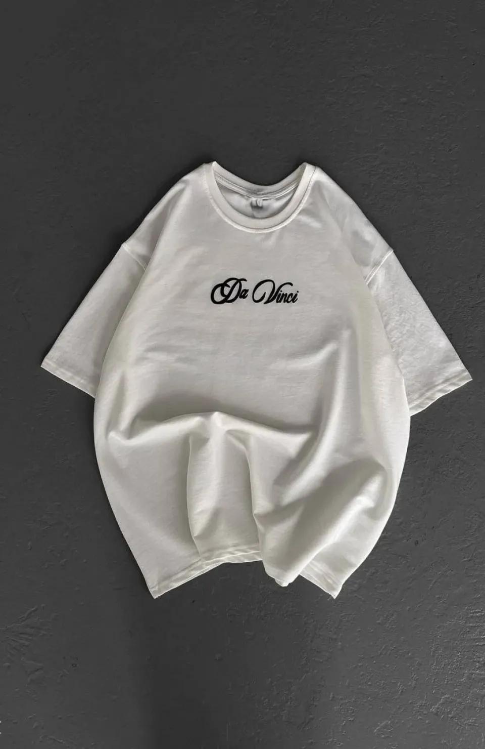 Unisex Baskılı Oversize T-Shirt - Beyaz