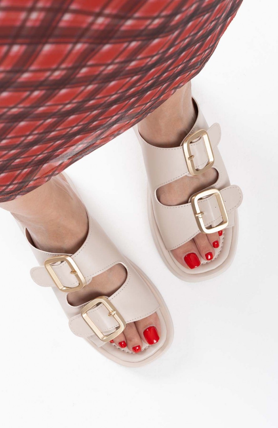 Bej Cilt Kadın Tokalı Terlik TR17MY01C Somersan Giyim | Kadın, Erkek ve Çocuk Moda