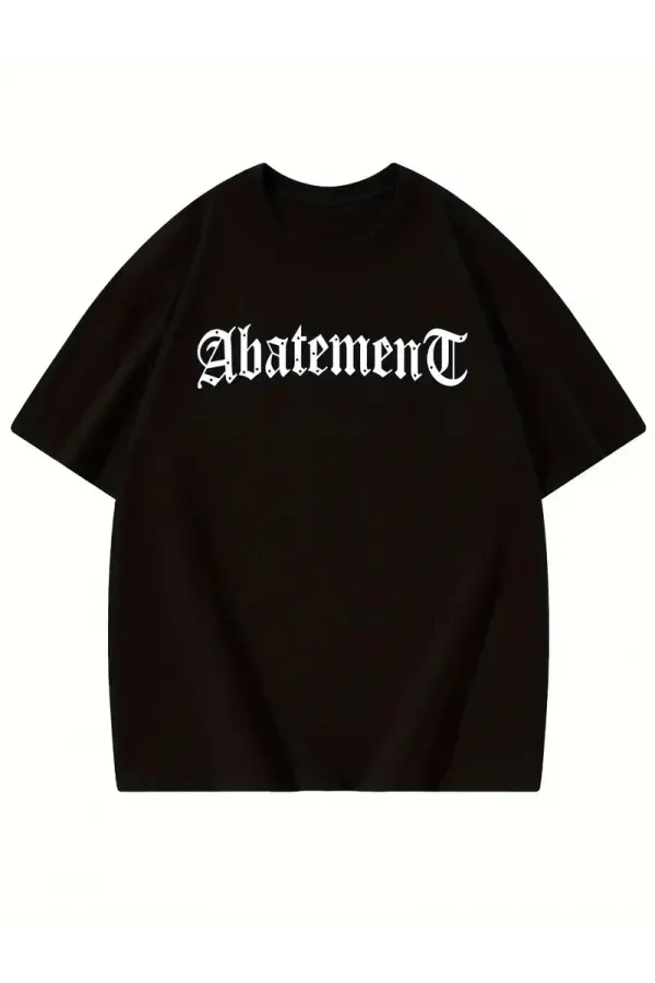 Örümcek Ağı Desenli Baskılı Oversize Bisiklet Yaka T-shirt - Siyah