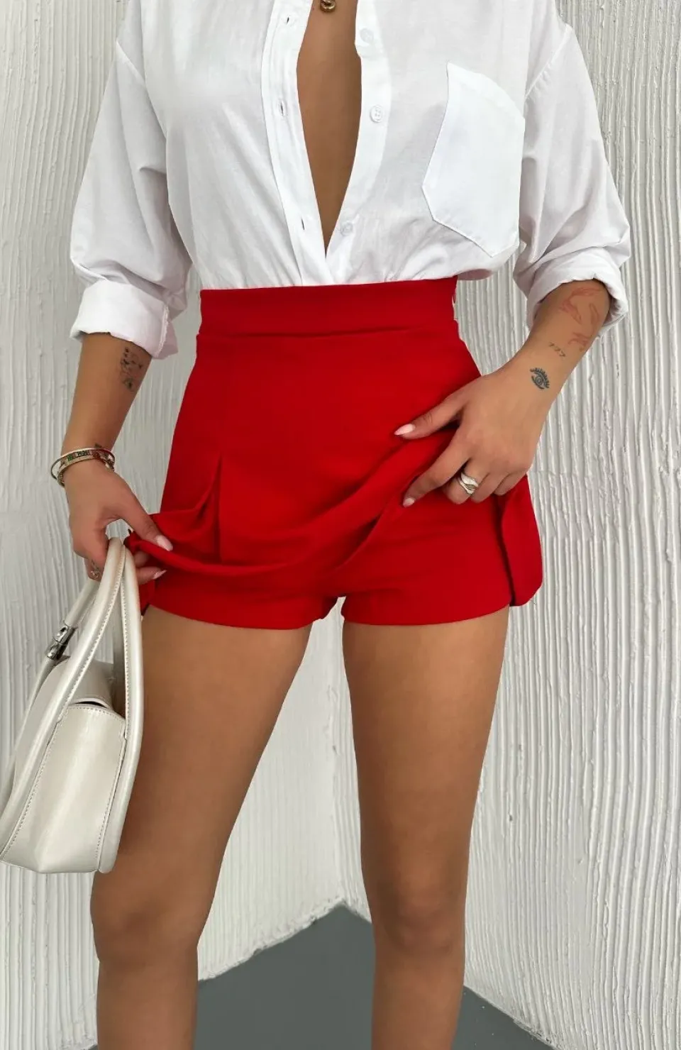 Kadın Şortlu Etek - Kırmızı