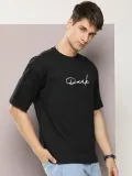Erkek Baskılı Oversize T-shirt - Siyah