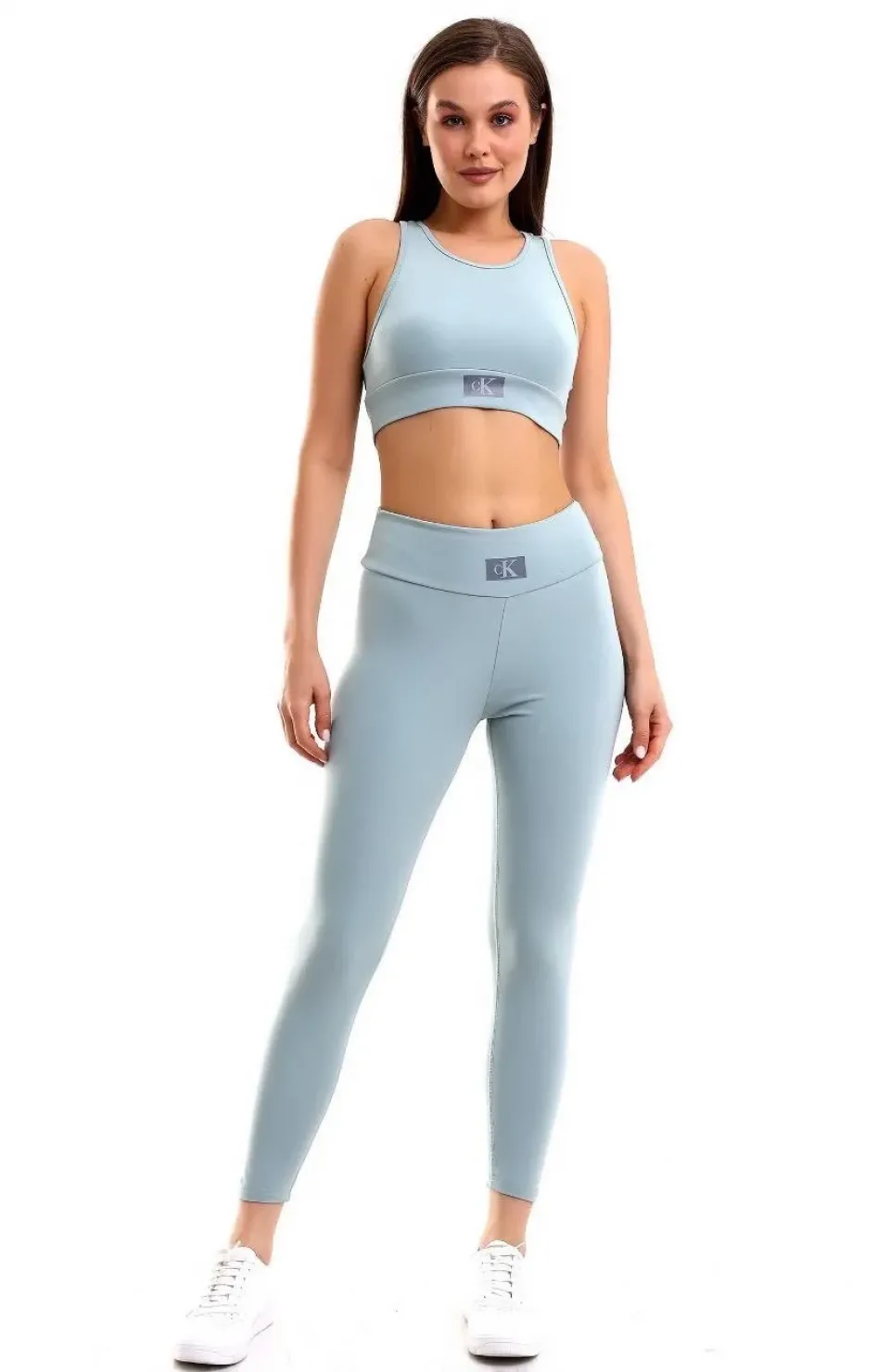 Kadın Crop Tayt İkili Spor Takımı - Gri