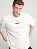 Unisex Baskılı Oversize T-Shirt - Beyaz