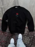 Unisex Bisiklet Yaka Ön Ve Arka Baskılı SweatShirt - Siyah