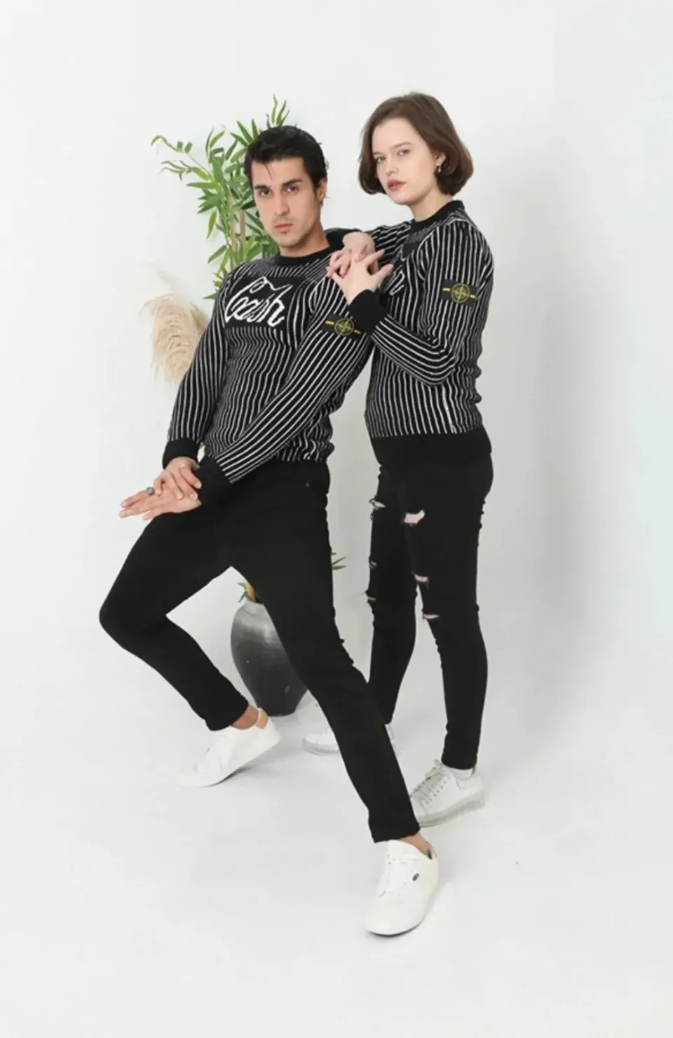 Erkek Bisiklet Yaka Yün Örmeli Triko Kazak - Siyah