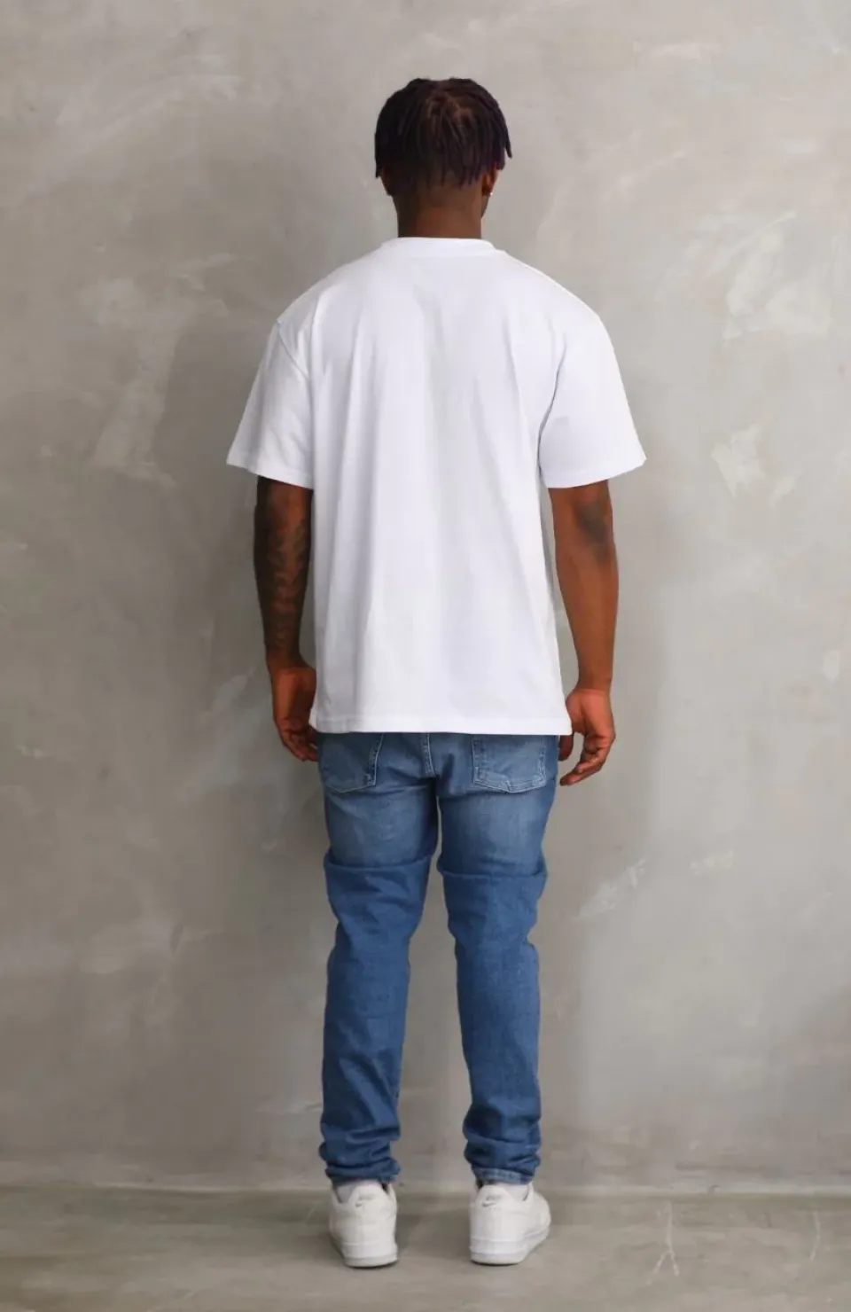 Unisex Kuşgözü Detaylı Baskılı Oversize T-Shirt - Beyaz