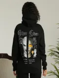 Kadın Oversize Üç İplik Kapüşonlu Sweatshirt – Siyah “Other Lives” Ön ve Arka Baskılı, Şardonlu Kışlık, Rahat Günlük Model Siyah