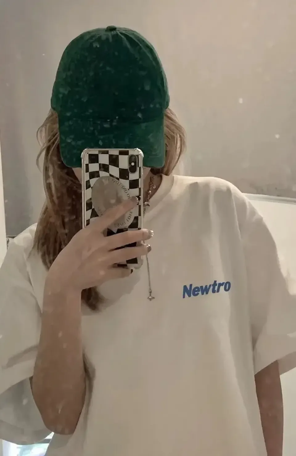 Newtro Baskılı Oversize Bisiklet Yaka T-shirt - Beyaz