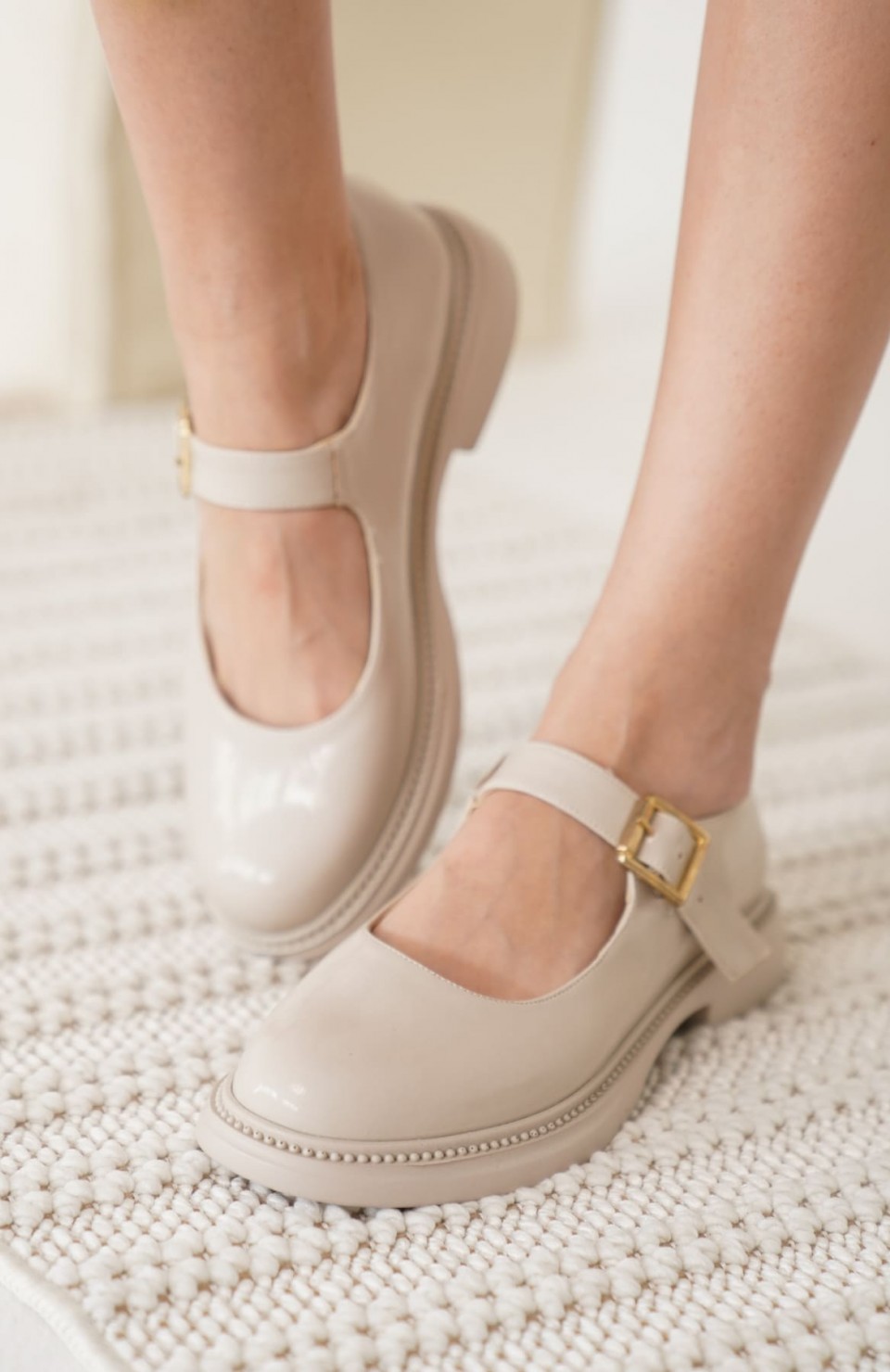Bej Rugan Toka Detaylı Mary Jane Ayakkabı TR09MS01B Somersan Giyim | Kadın, Erkek ve Çocuk Moda