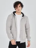 Erkek Kapüşonlu Düz Fermuarlı Hırka - Boyalı Gri Somersan Giyim | Kadın, Erkek ve Çocuk Moda