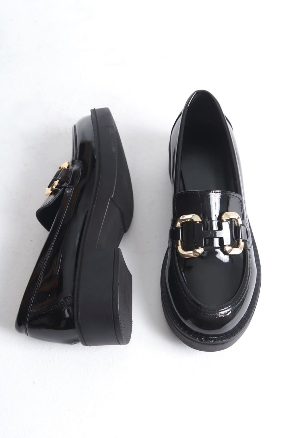 Rugan Siyah Gold Tokalı Kadın Loafer TR17MS02A Somersan Giyim | Kadın, Erkek ve Çocuk Moda