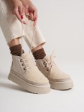 Kadın Kürklü Bej Kışlık Kalın Tabanlı Bot TR04MK03B Somersan Giyim | Kadın, Erkek ve Çocuk Moda