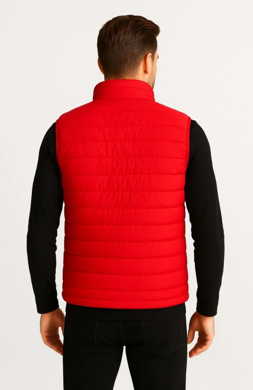 Erkek Şişme Fermuarlı Yelek Su itici Kapitone Astarlı Kumaş Cepli Hafif Kışlık Spor Rahat Kalıp - Kırmızı Somersan Giyim | Kadın, Erkek ve Çocuk Moda