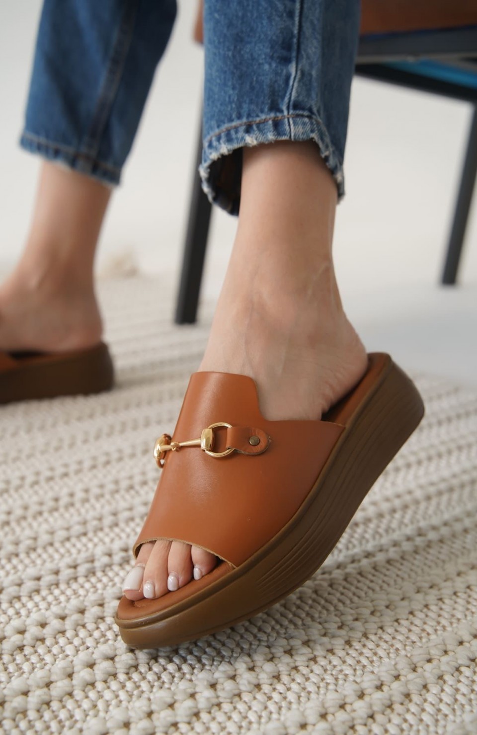 Taba Hakiki Deri Terlik TR31MY62D Somersan Giyim | Kadın, Erkek ve Çocuk Moda