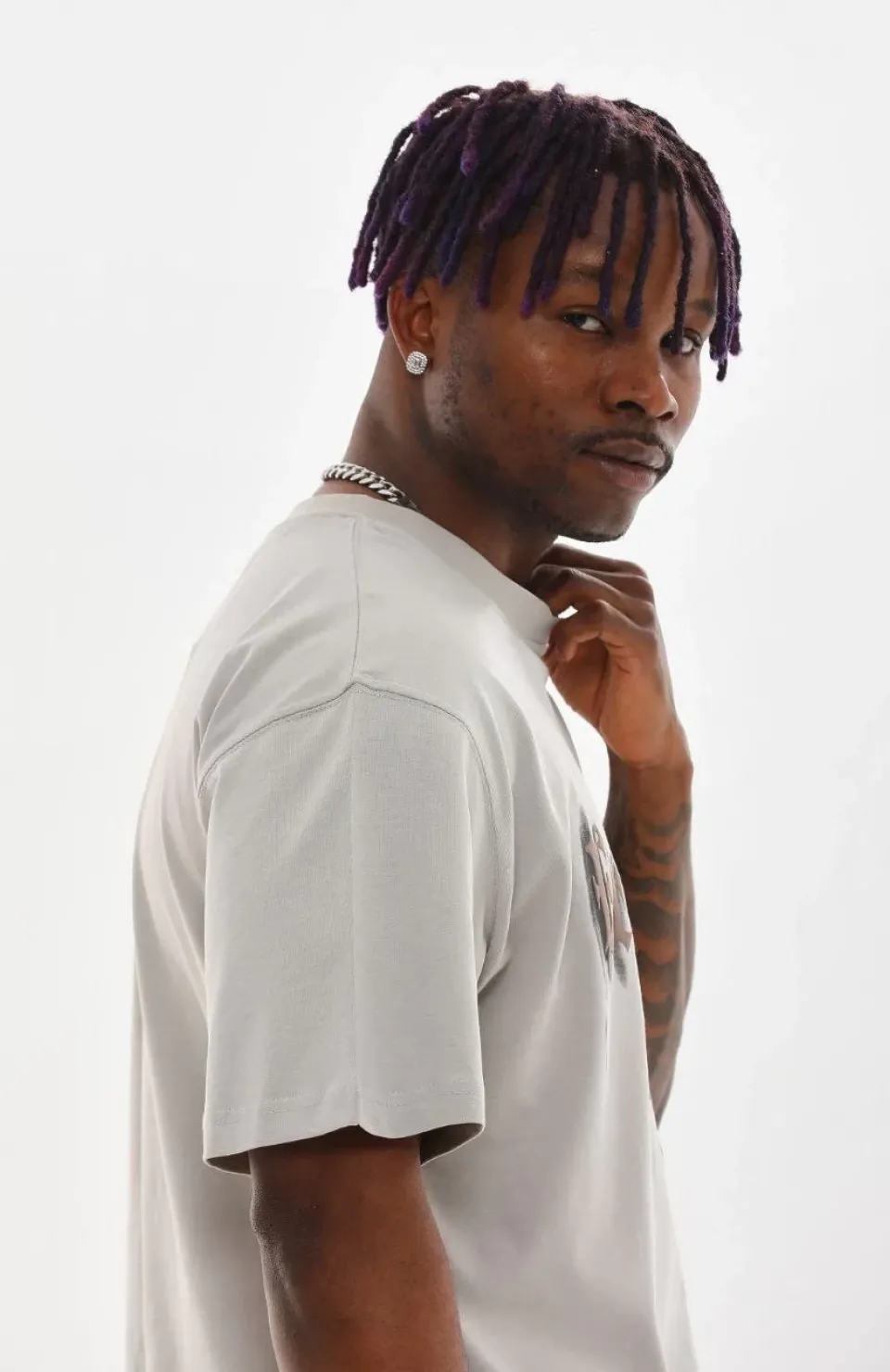 Unisex Baskılı Oversize T-Shirt - Gri