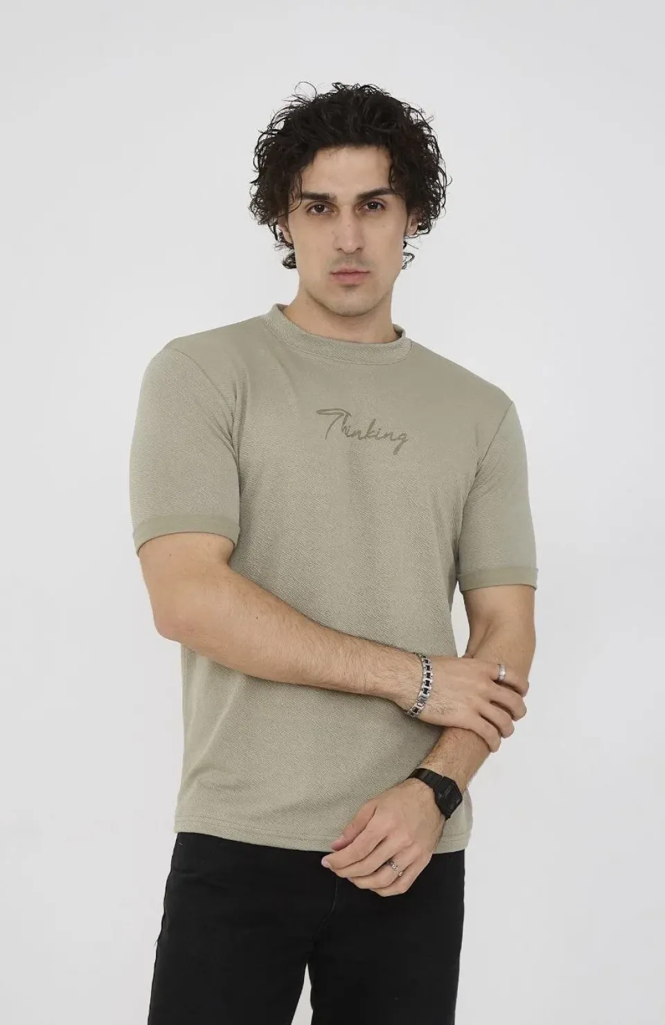 Unisex Bisiklet Yaka Slim fit T-Shirt- Açık Yeşil